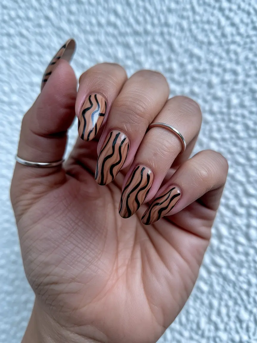 Fall Nail Color Ideas Women Over 40 Terracotta Swirls with a Retro Flow