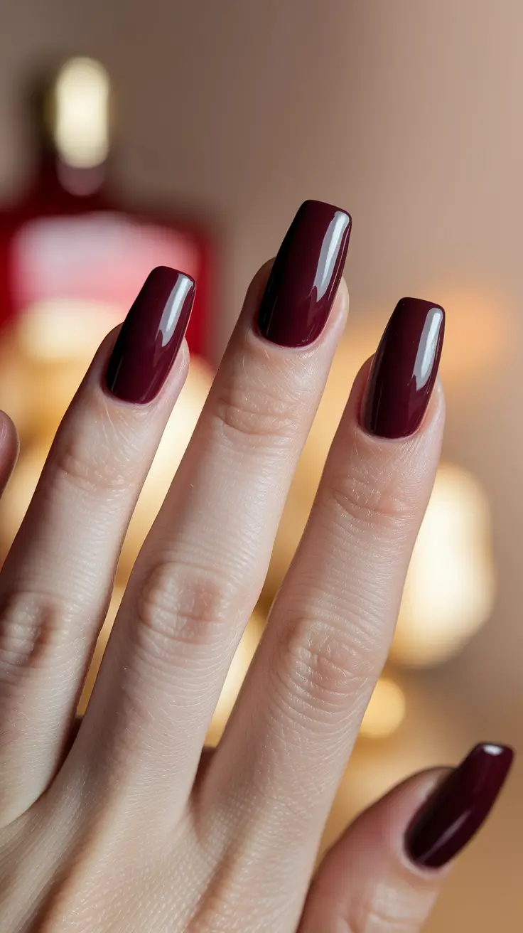 Fall Nail Color Ideas Women Over 40 Cabernet Gloss for Moody Autumn Nights