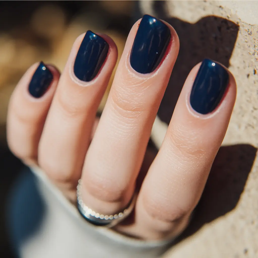 Fall Nail Color Ideas Women Over 40 Midnight Navy for a Modern Moody Mood