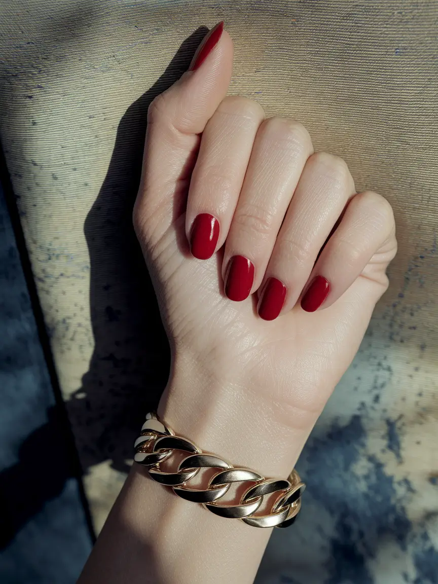 fall nails oval shape red Rich Red with Sophisticated Depth