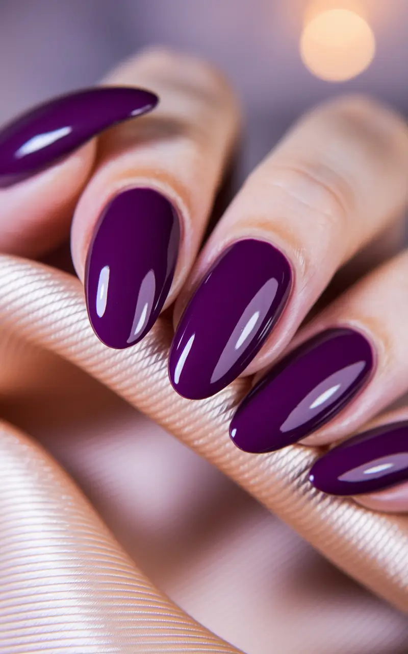fall nails oval shape long Dark Plum Power
