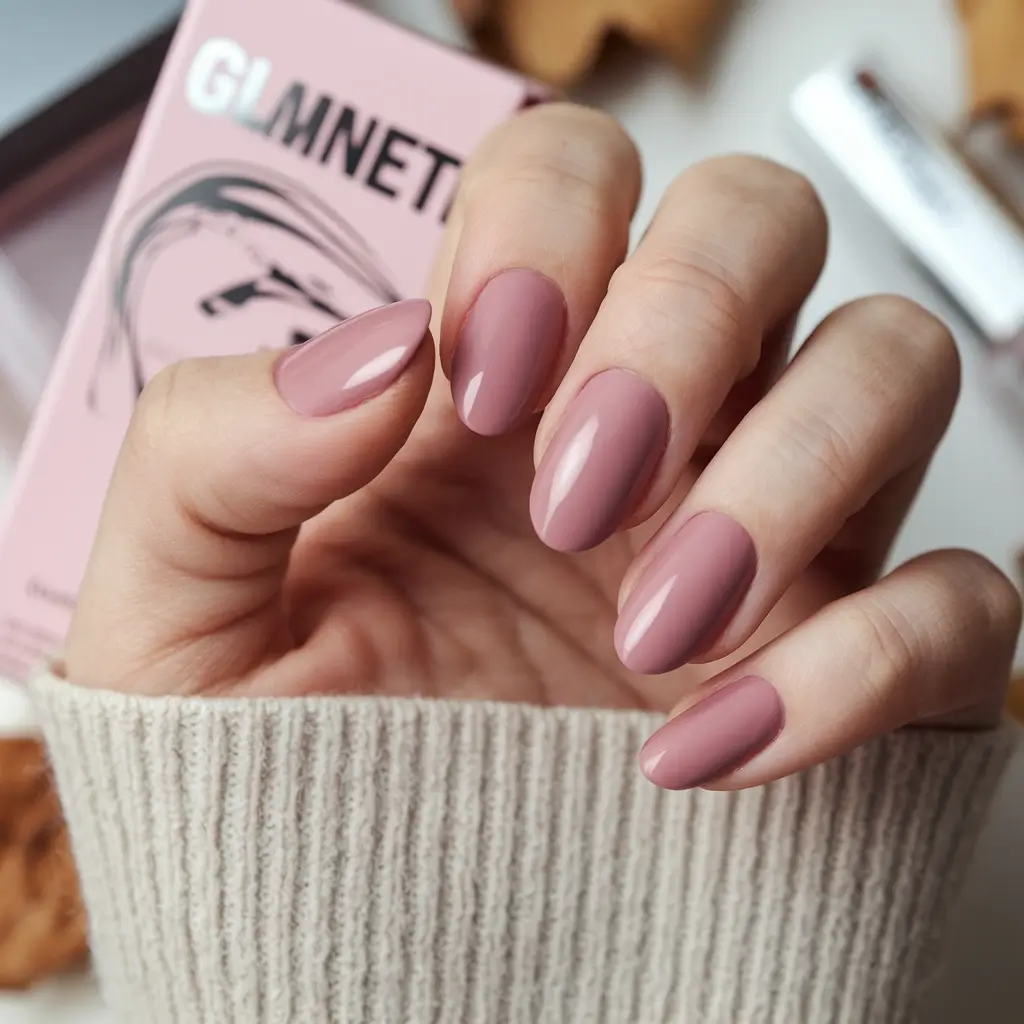 short oval shaped fall nails Muted Mauve Comfort