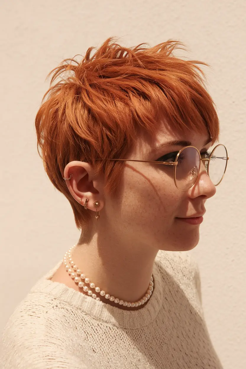 fall pixie haircut Spiced Pumpkin with Fluffy Layers