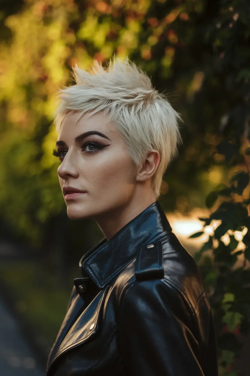 fall pixie haircut Platinum Rebel with Razor-Sharp Energy