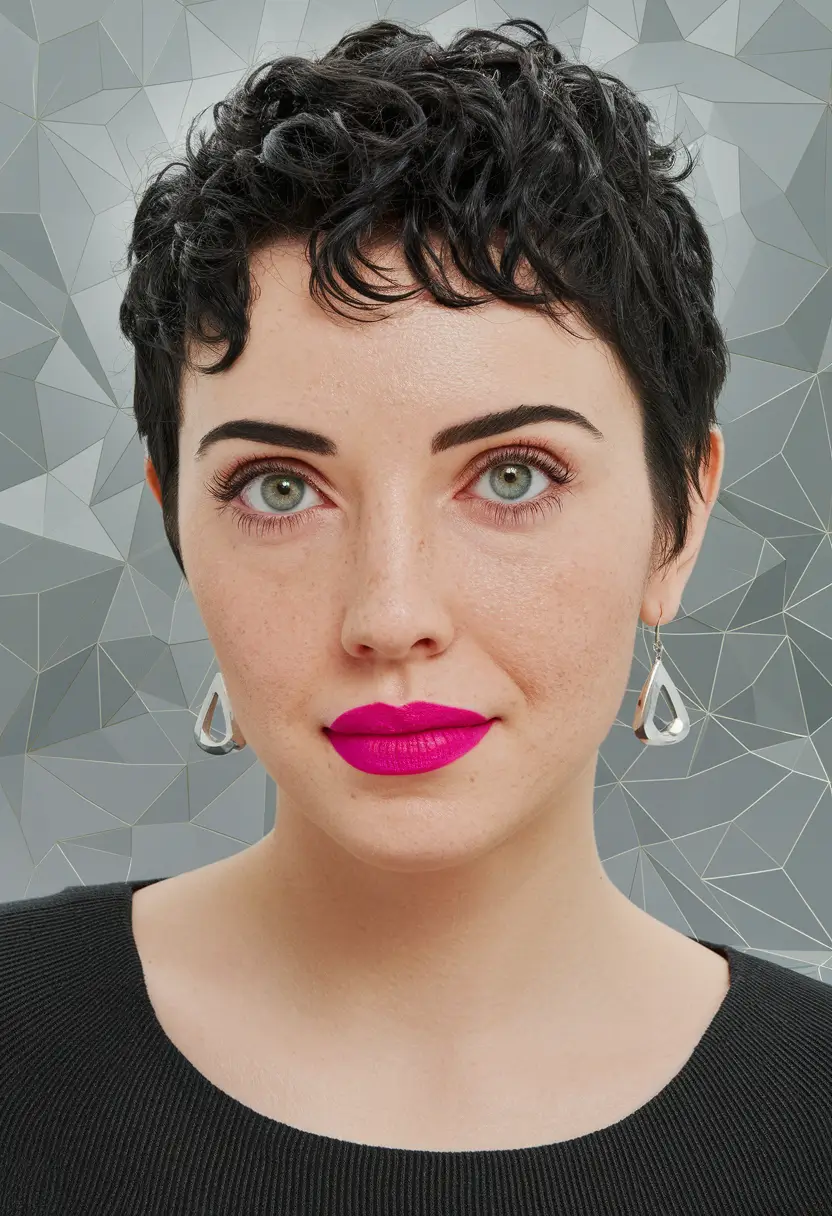 fall pixie haircut Jet Black Gloss and Defined Texture