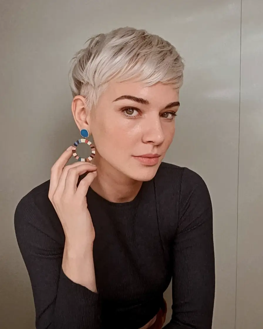 fall pixie haircut Silver Taper with Feminine Edge