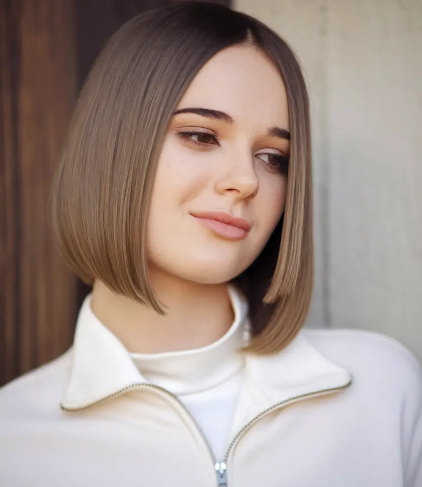 fall bob haircut+Precision Bob with Taupe-Toned Elegance