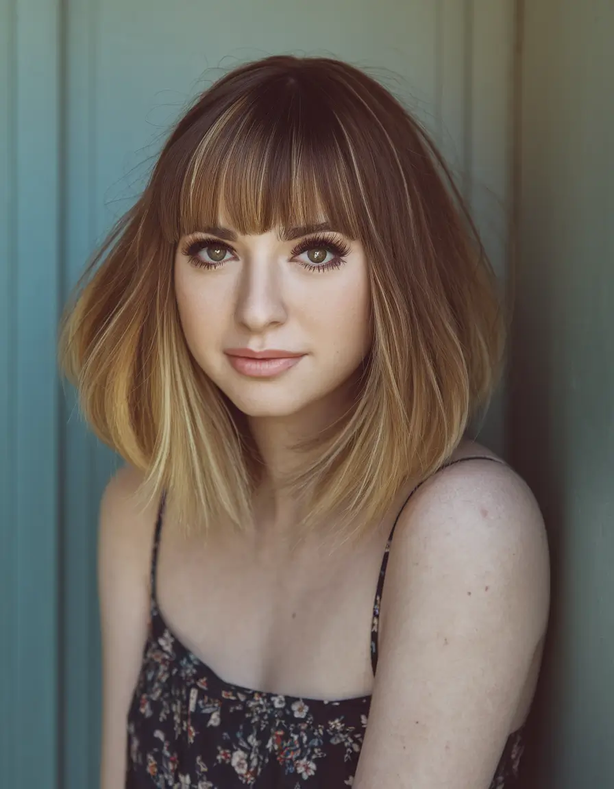 fall bob haircut+Feathered Bob with Full Fringe