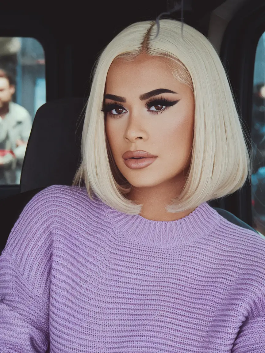 fall bob haircut+Classic Platinum Bob with a Luxe Finish