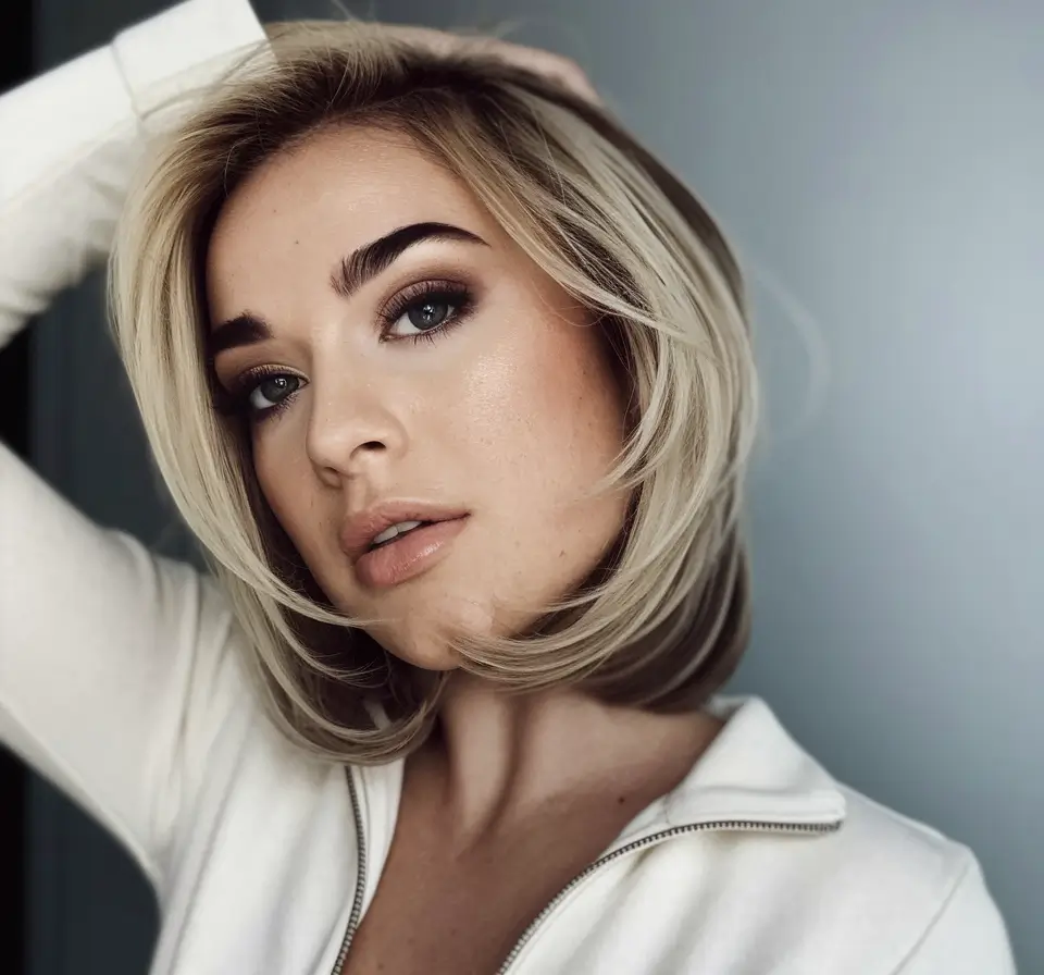 fall bob haircut+Rounded Bob with Creamy Blonde Layers