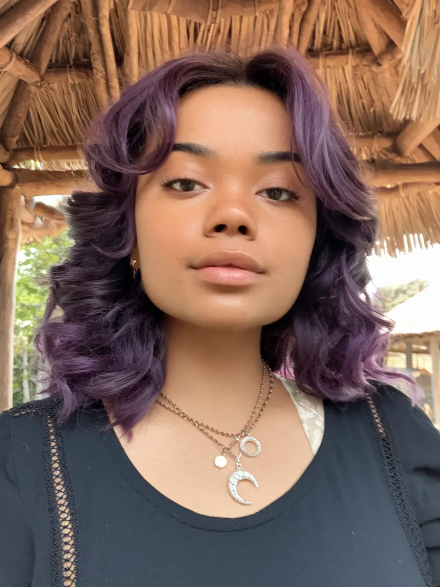 fall hair color for brown skin 2025 Electric Violet with Vintage Vibes