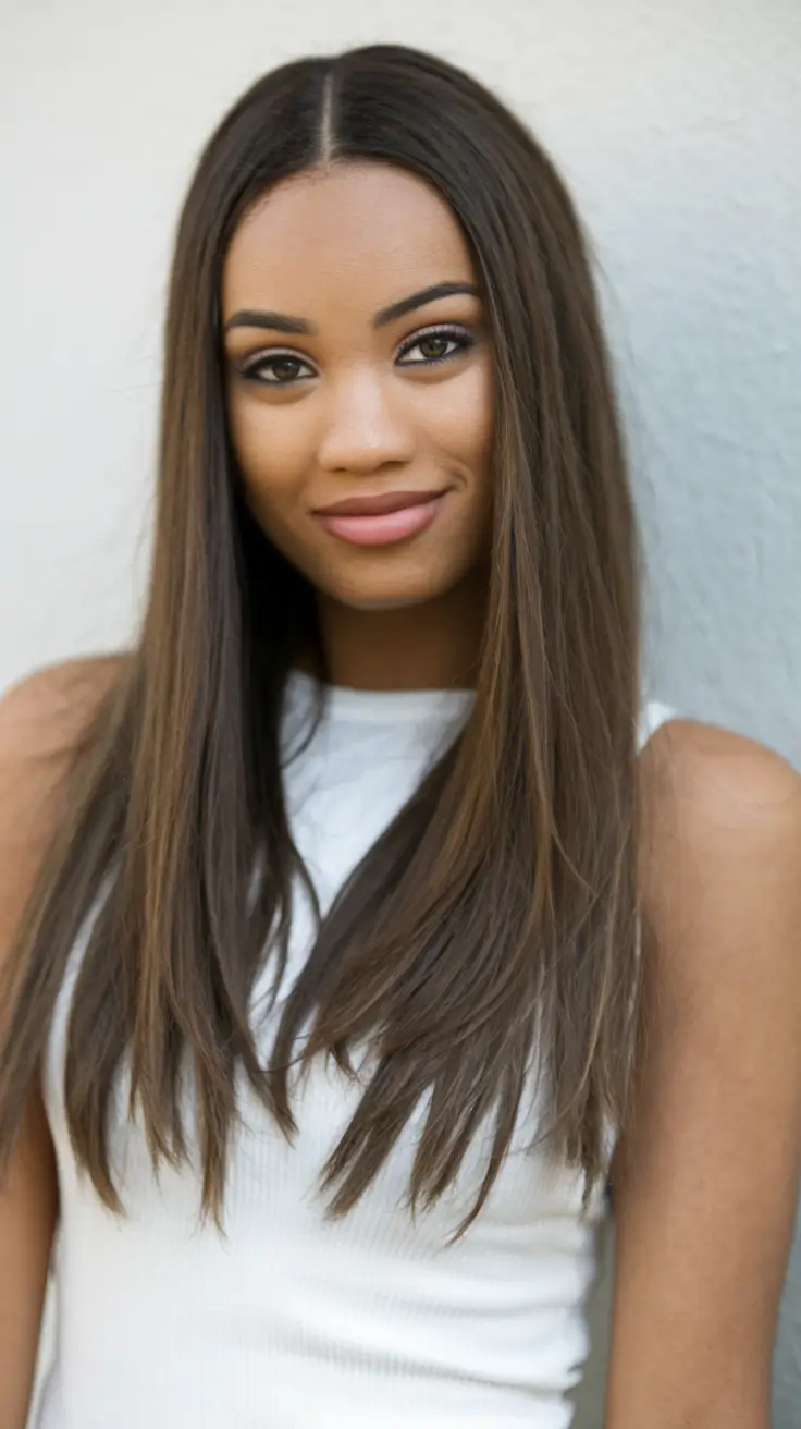 fall hair color for brown skin 2025 Polished and Sleek With Natural Gloss