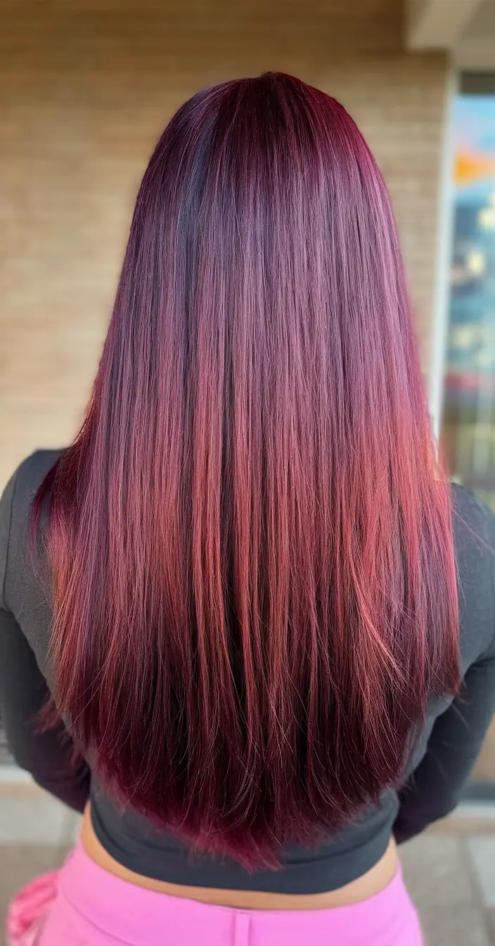 fall hair color for brown skin 2025 Merlot Melt for Maximum Drama