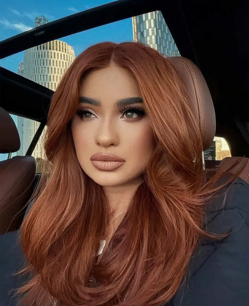 hair color ideas for deep tan skin Rusty Copper Layers With Fall Fire