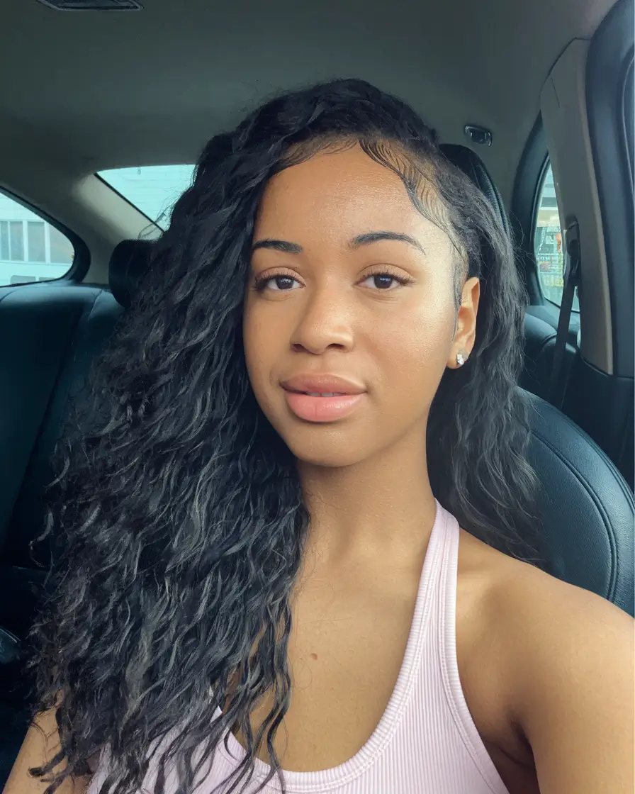 hair color ideas for deep tan skin Wet-Look Natural Waves in Deep Charcoal Black