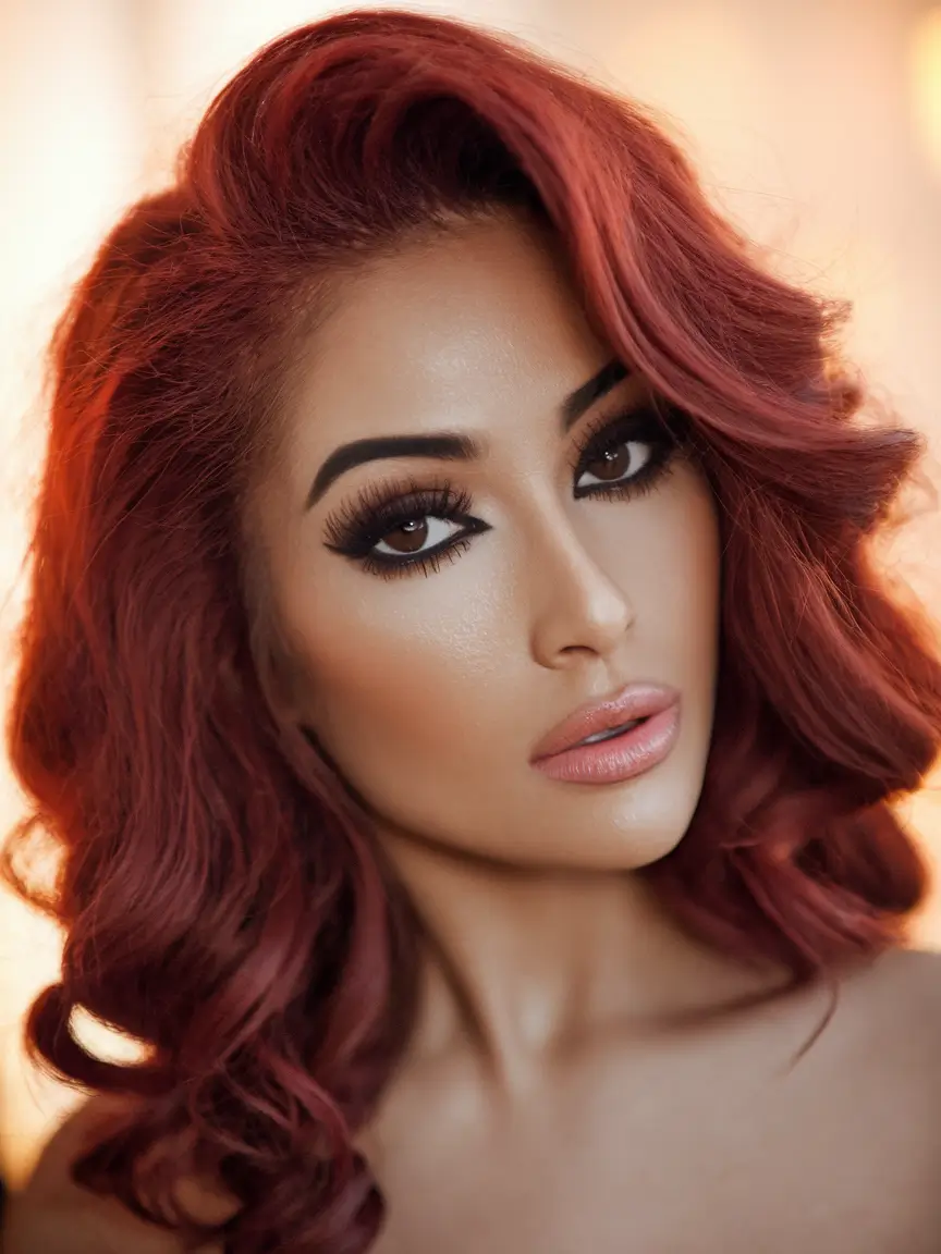 deep winter skin hair color ideas Spiced Merlot Bob With Vintage Volume