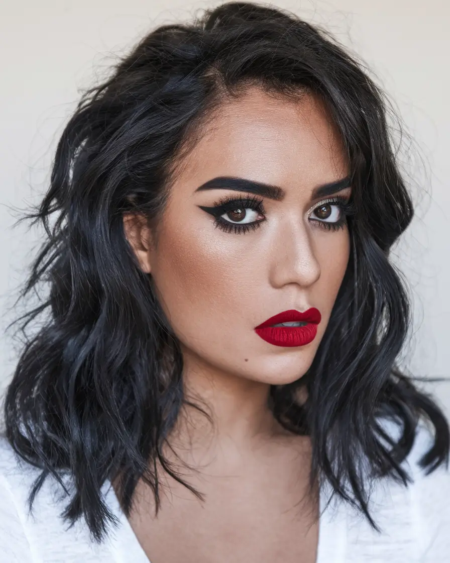 september hair color ideas brunette highlights Smoky Black Waves with Wild Texture