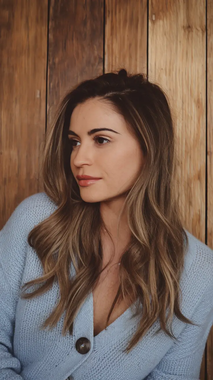 ideas brunette highlights Subtle Ash Balayage on Warm Brunette Base
