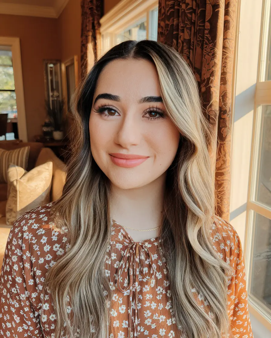 ideas brunette highlights Honey-Ribboned Balayage with Subtle Brightness