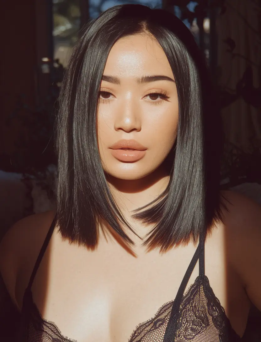 fall hairstyle for black women Precision Cut Angled Bob