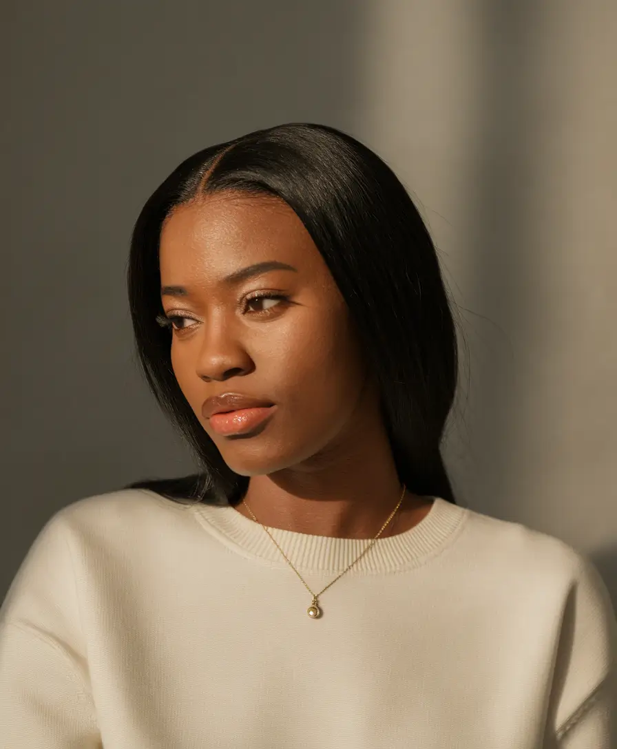 hairstyle black women wig Silken Middle-Part Classic