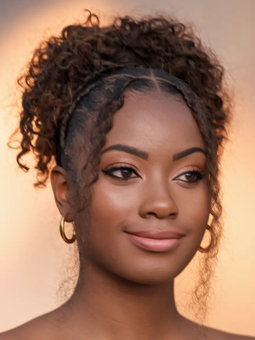 fall hairstyle ideas for black women Defined Puff With Loose Curls Framing the Face