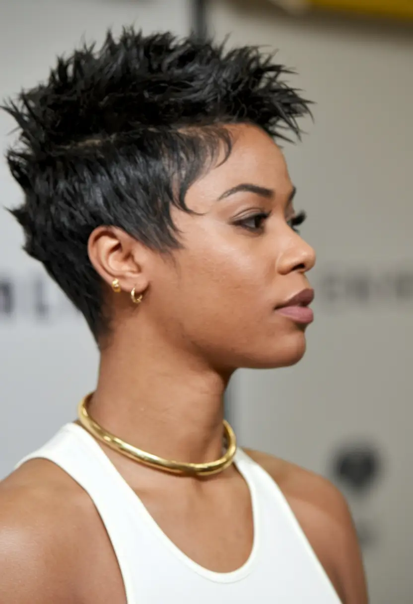 fall hairstyle black women Modern Pixie With Piecey Texture