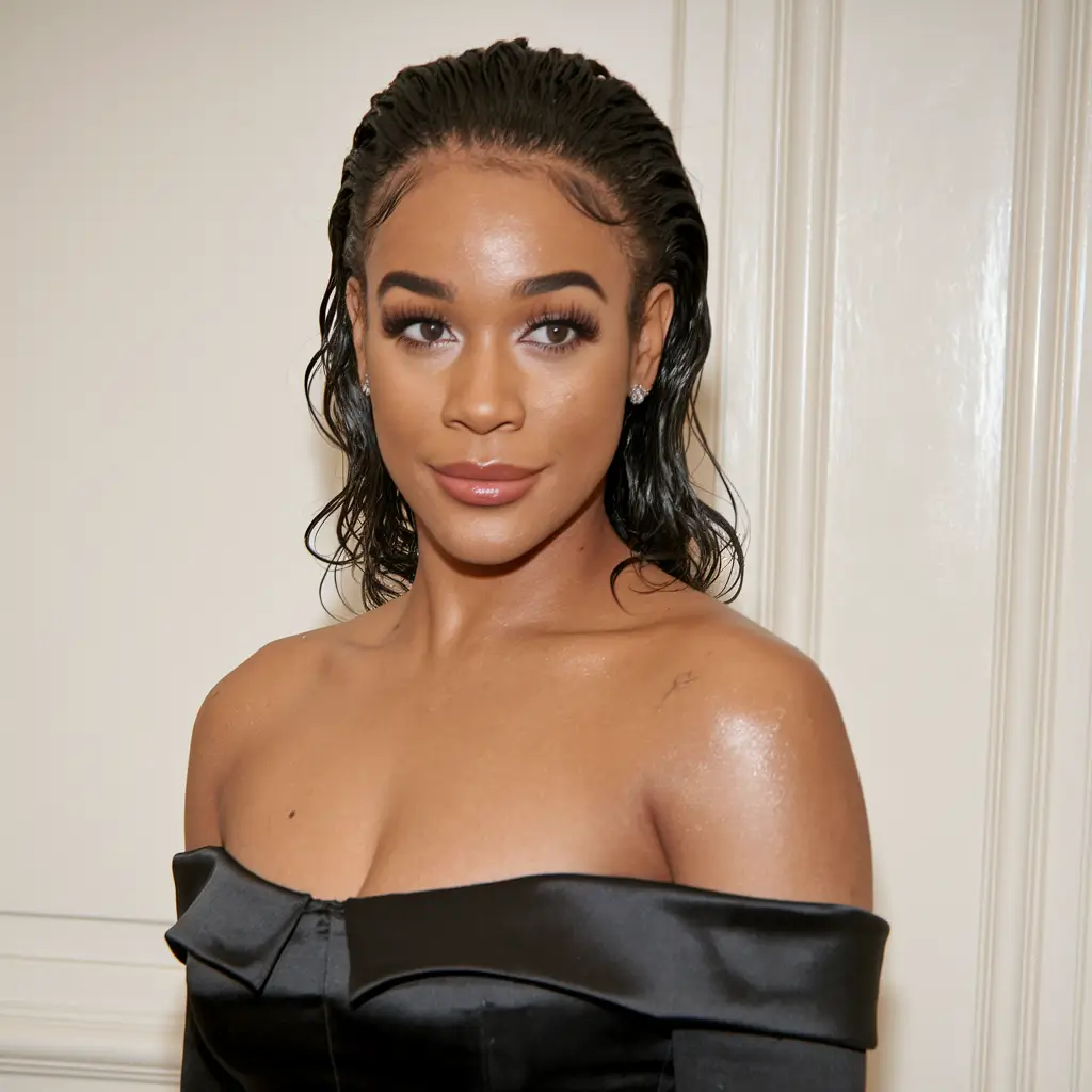 water fall hairstyle black women tutorial Slicked Wet Look With Tucked Edges