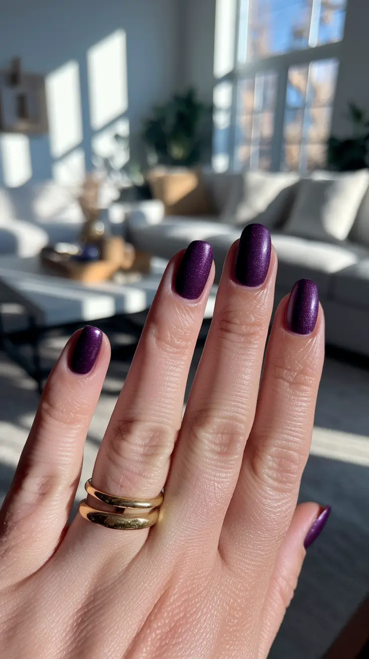 september nails designs short Velvety Purple Magic for Cozy Fall Vibes