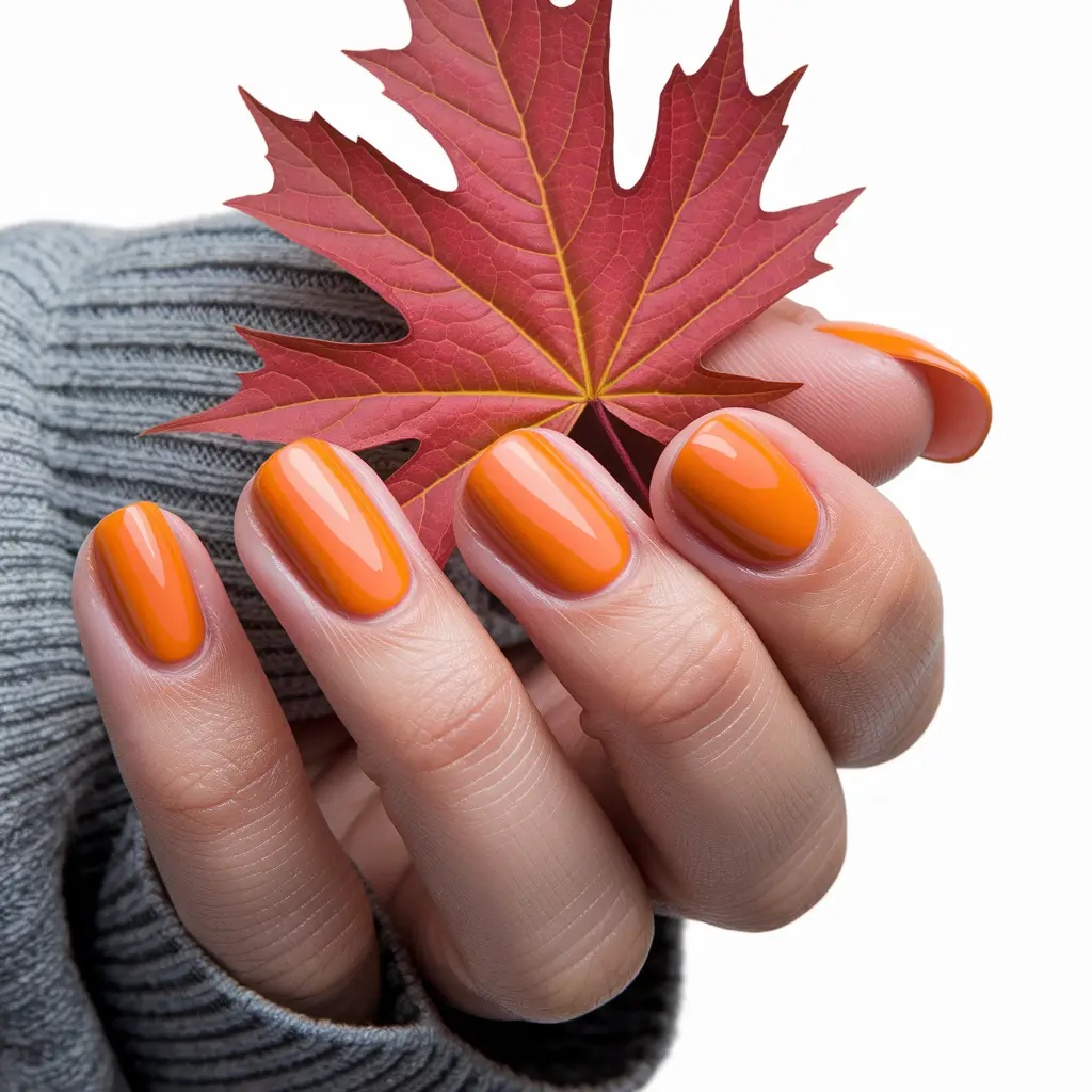 fall nails art Pumpkin Orange Pop