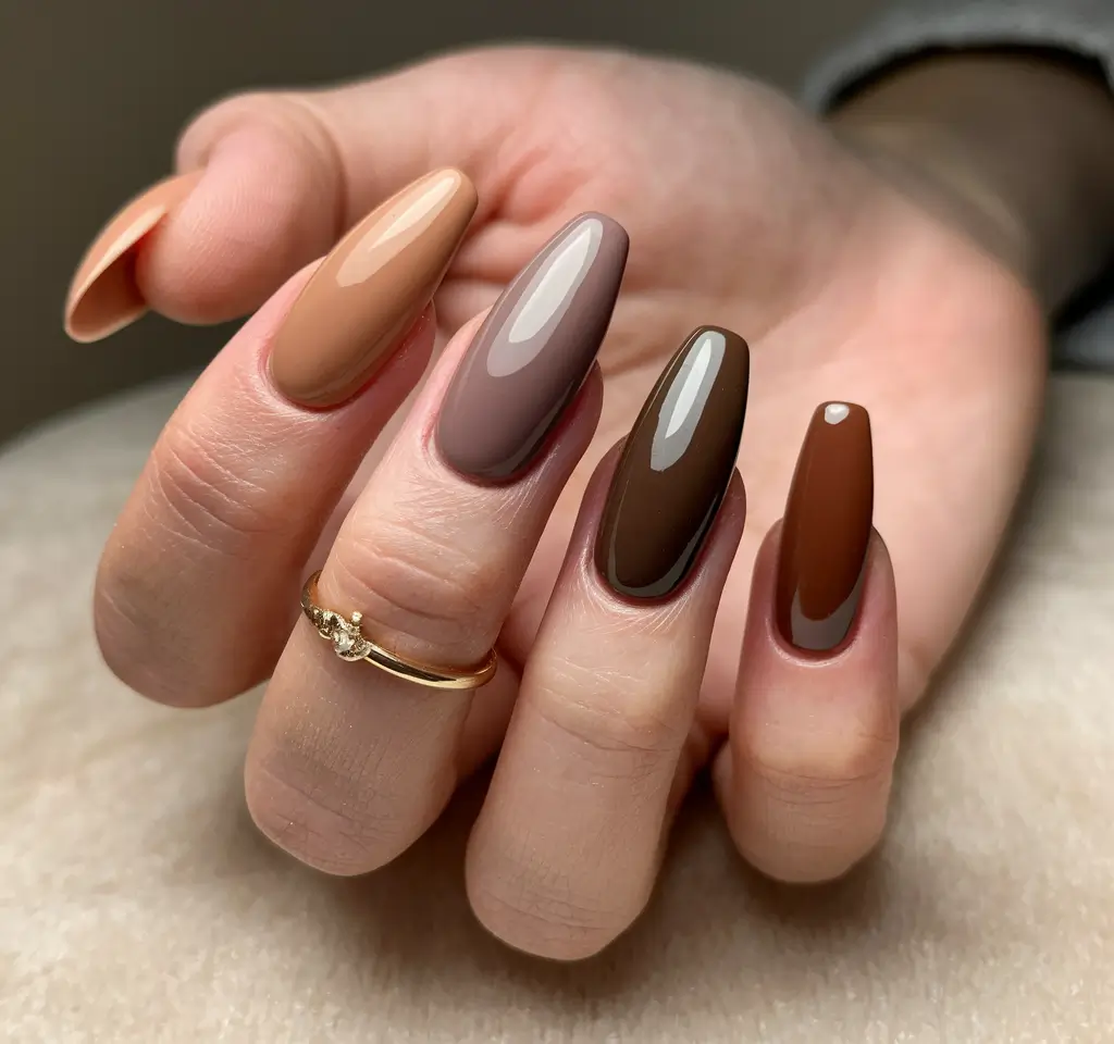 designs autumn short almond Gradient Latte Tones