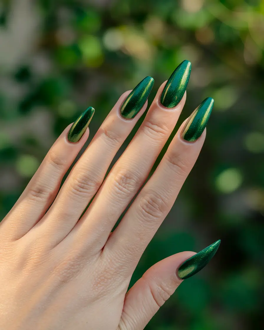 fall nails art ideas for 2025 Velvety Emerald Elegance