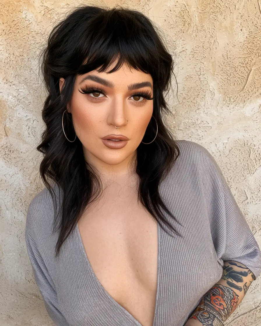 fall shag haircuts Dark Romantic Layers with Rocker Bangs