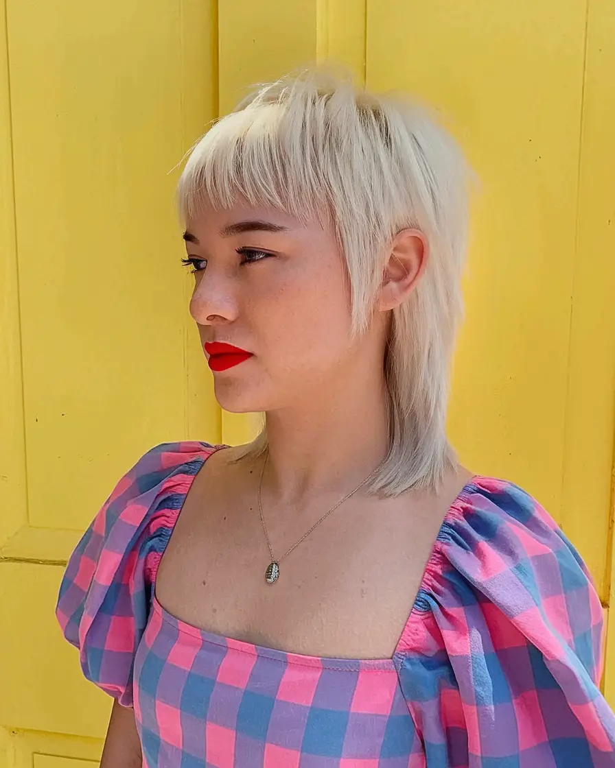 fall shag haircuts Platinum Mullet with Soft Bite