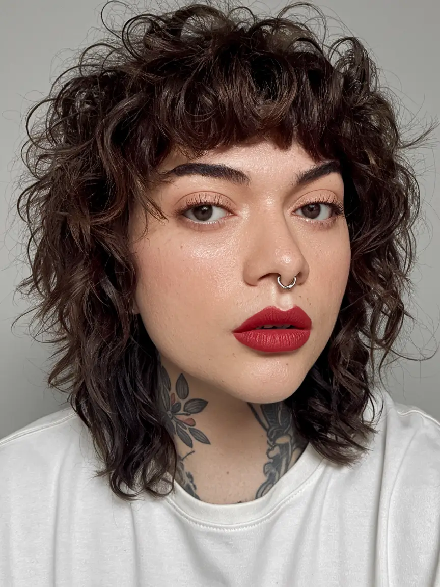 fall shag haircuts Choppy Curls with Rocker Chic Bangs