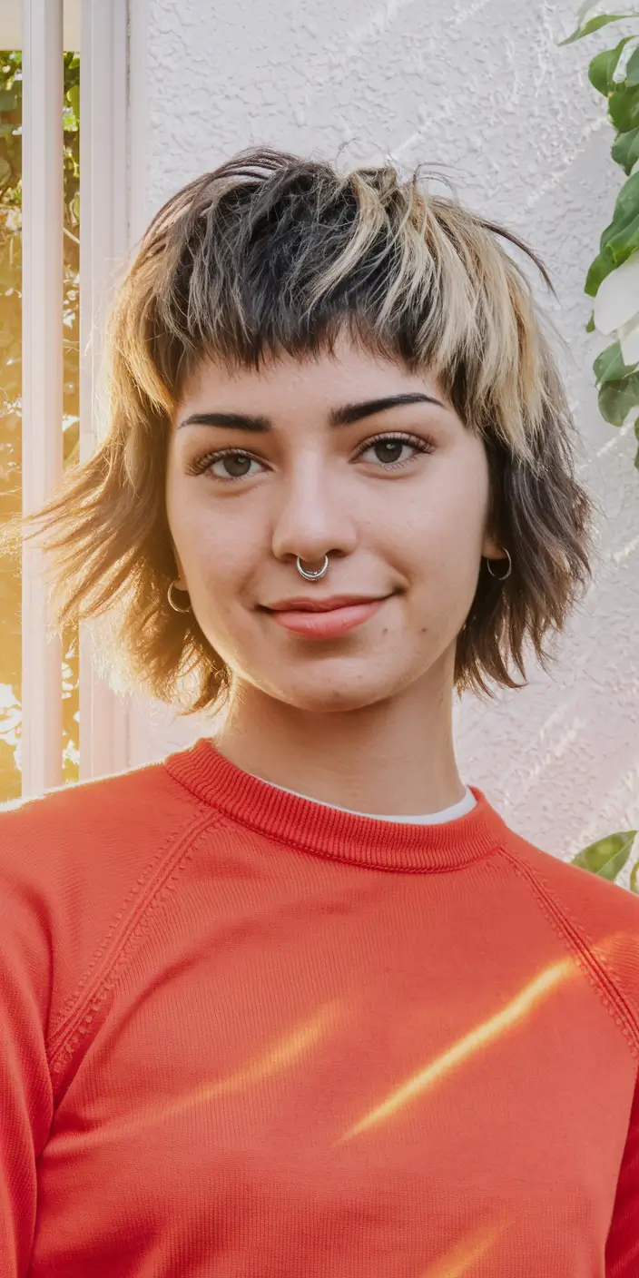fall shag haircuts High-Contrast Shag with Mini Bangs