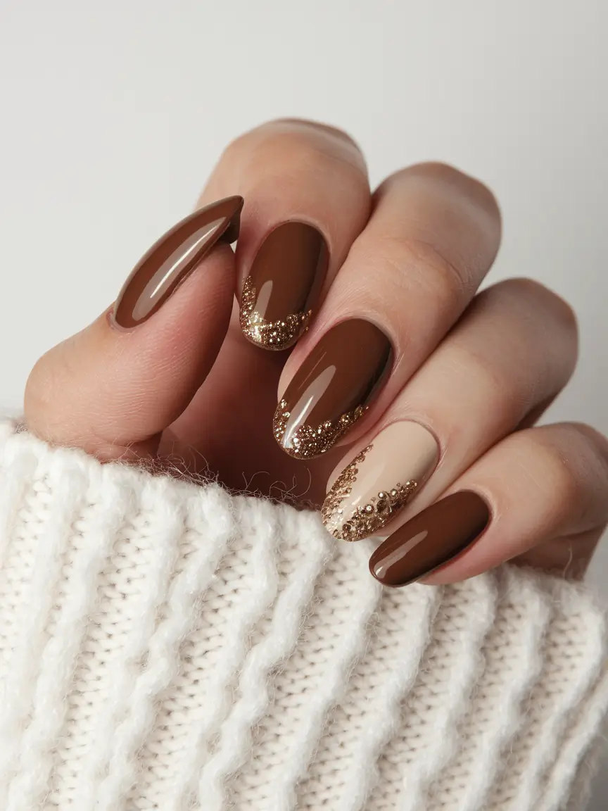 september-nails-color-fall-dip-powder-Caramel-Cocoa-with-a-Hint-of-Glam