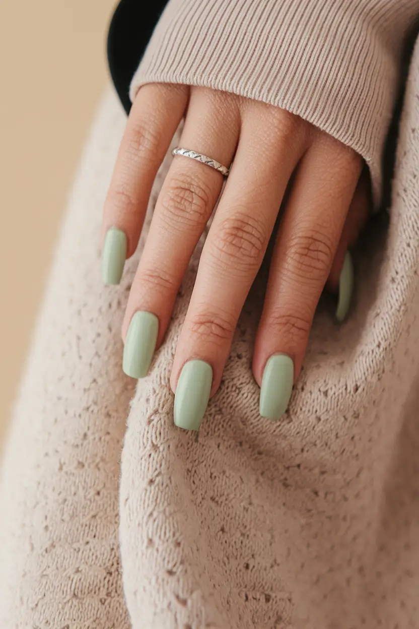september-nails-color-fall-2025-Matte-Pistachio-Simplicity
