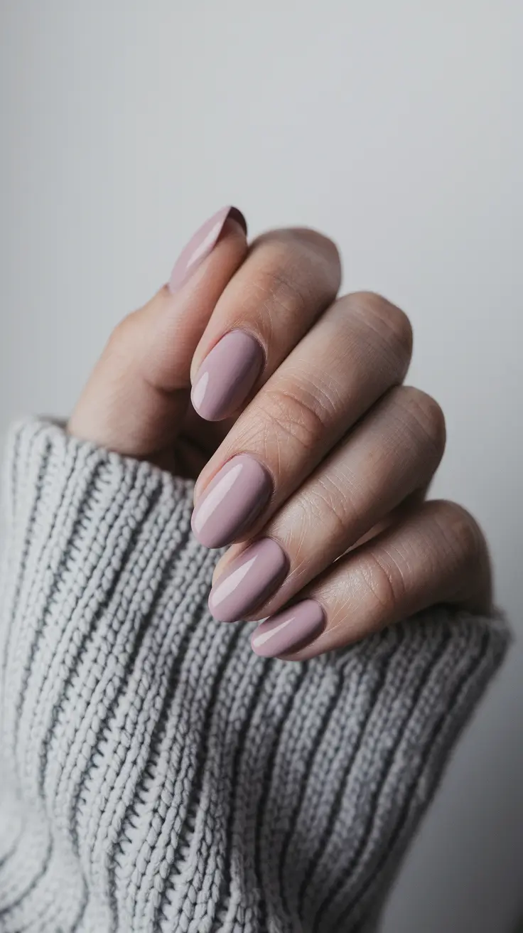 september nails color fall short almond+Mauve Dust on Short Rounds