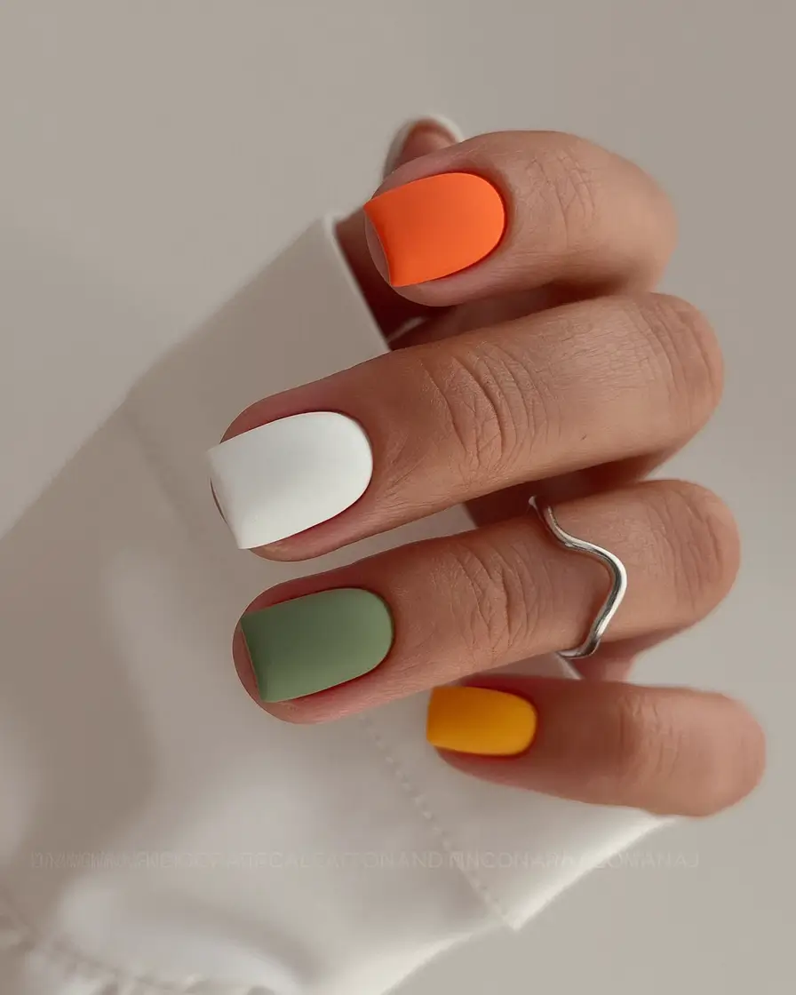 september-nails-color-fall-short-square-Matte-Rainbow-Minimal-Edition