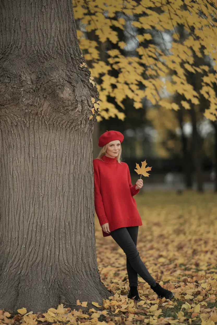 fall family photos outfits ideas Bold Red Statement for Minimalist Fall Vibes