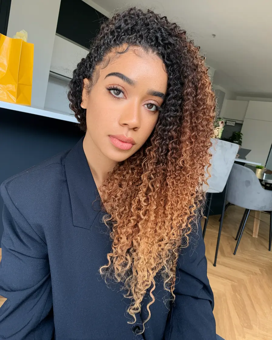 hair color ideas for fall winter balayage brunette+Side-Swept Curls with Toasted Caramel Ends