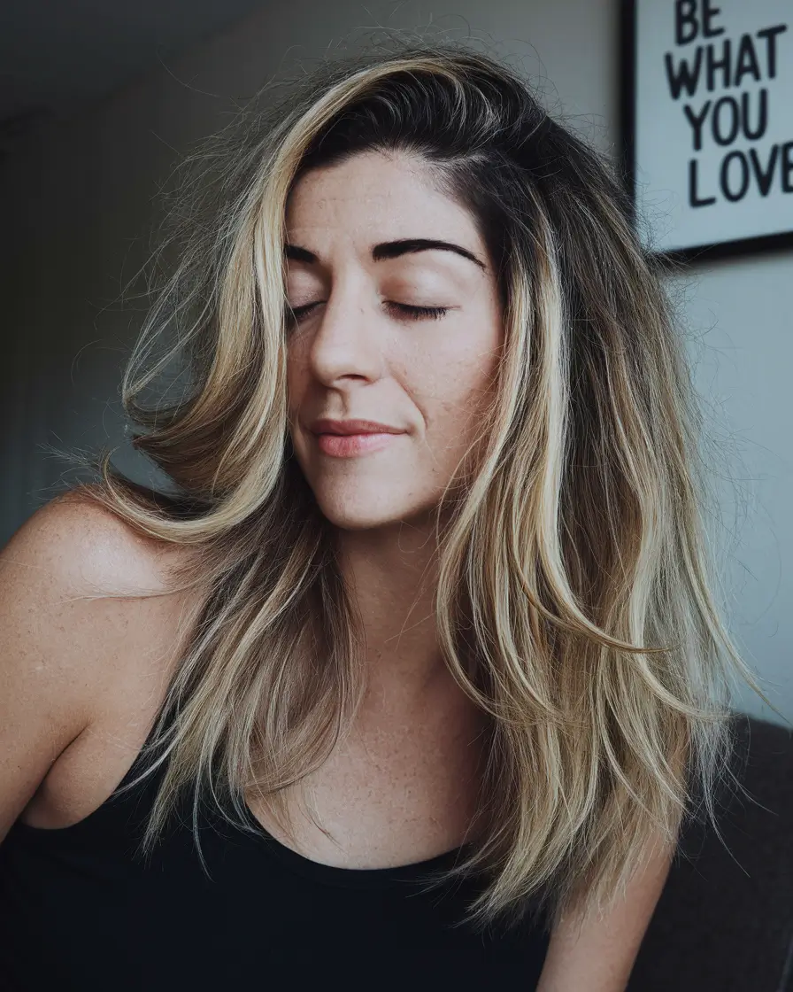 blonde hair color ideas for fall winter balayage brunette+Golden Blonde Layers with Air-Dried Texture