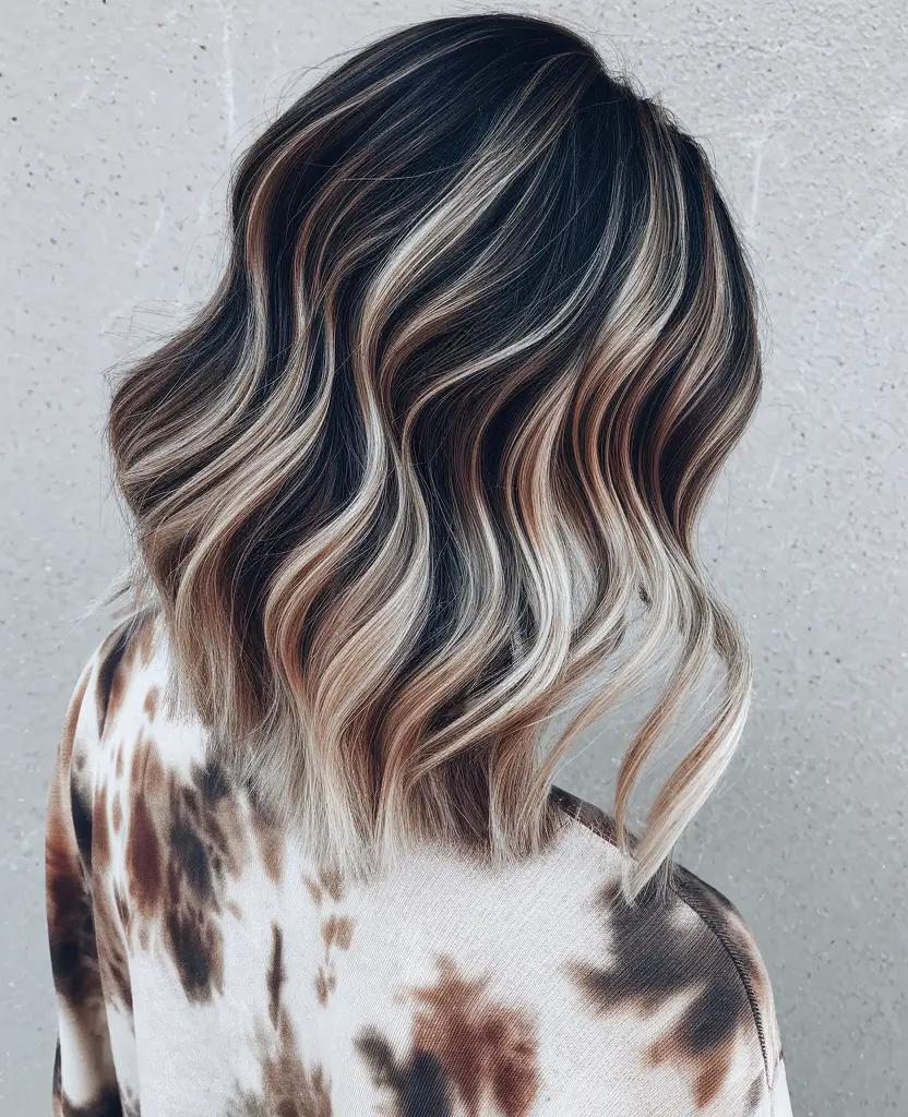 blonde hair color ideas for fall winter balayage brunette+Soft Cocoa Melt with Buttery Blonde Streaks