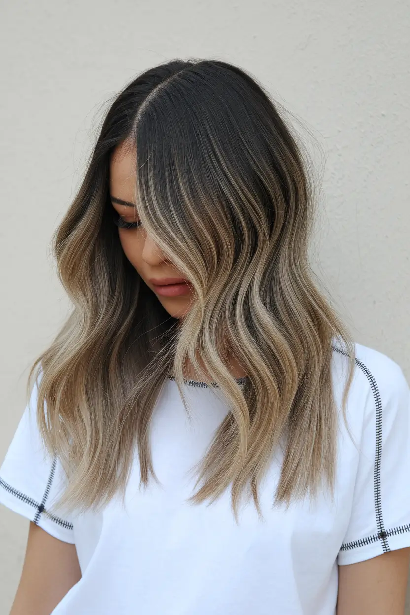 hair color ideas for brunettes for fall balayage medium lengths+Dimensional Latte Waves for Medium Lengths
