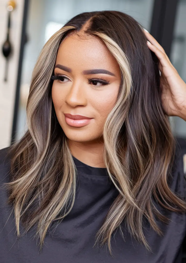 blonde hair color ideas for fall winter balayage brunette+Modern Face-Framing Blonde on Long Brunette Layers