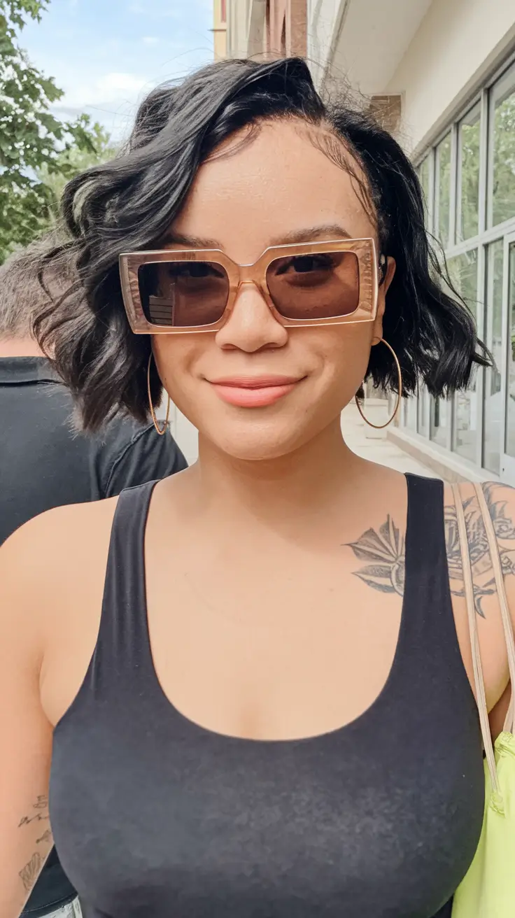 fall hair color ideas+Effortless Black Waves with a Soft Edge