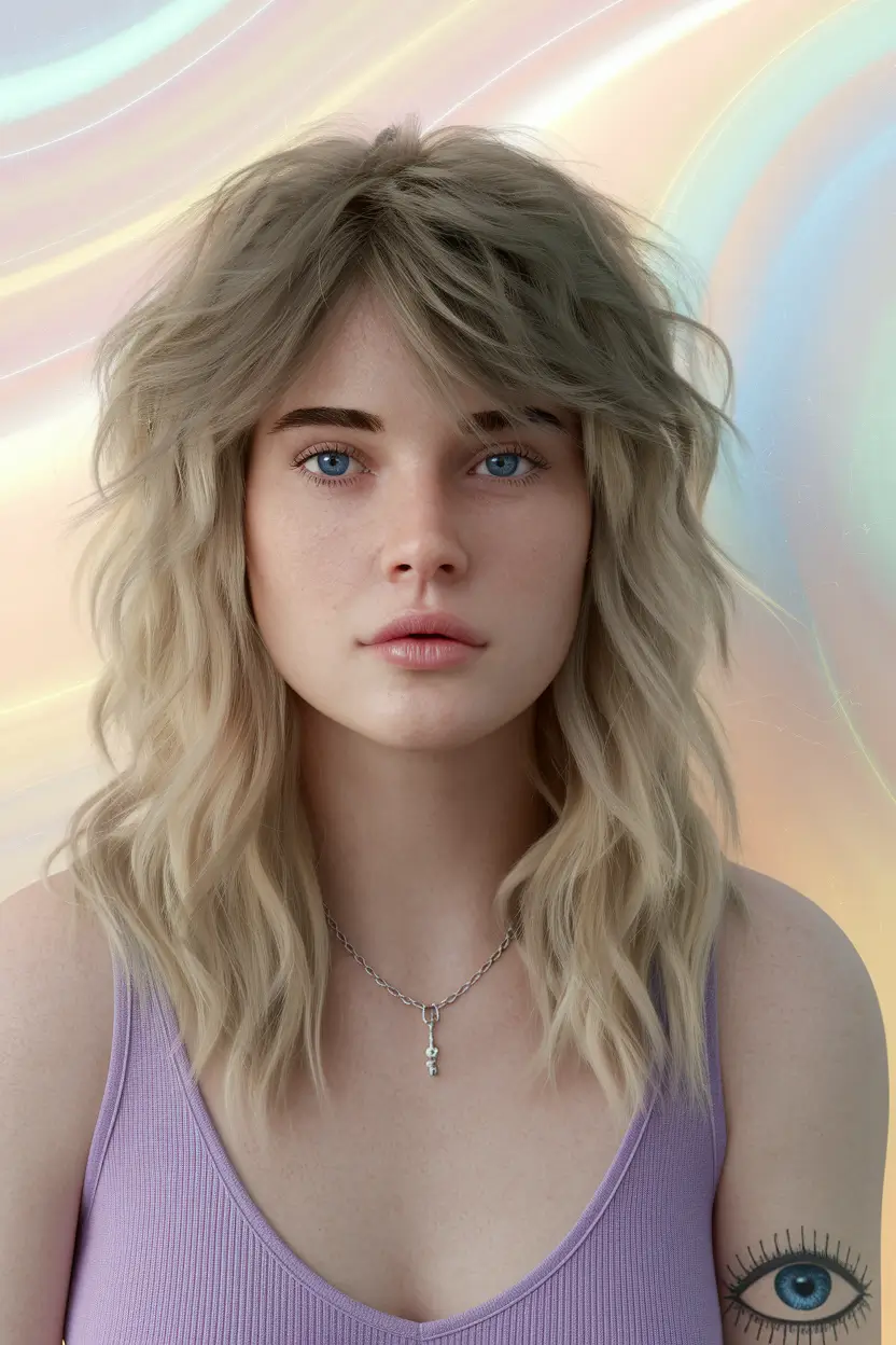 fall hair color ideas+Textured Ashy Shag with Soft Waves