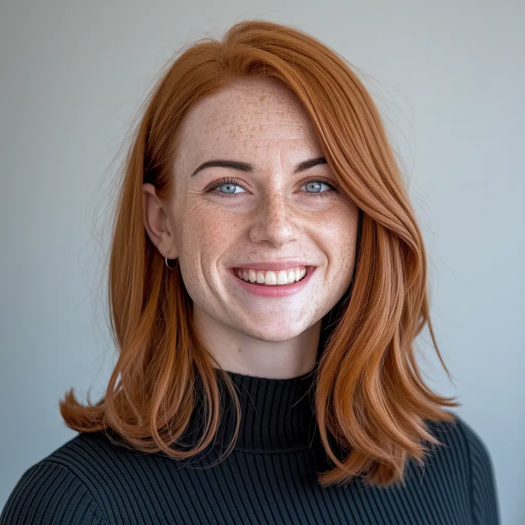 fall hair color women over 40 Rusty Copper Lob with Natural Shine