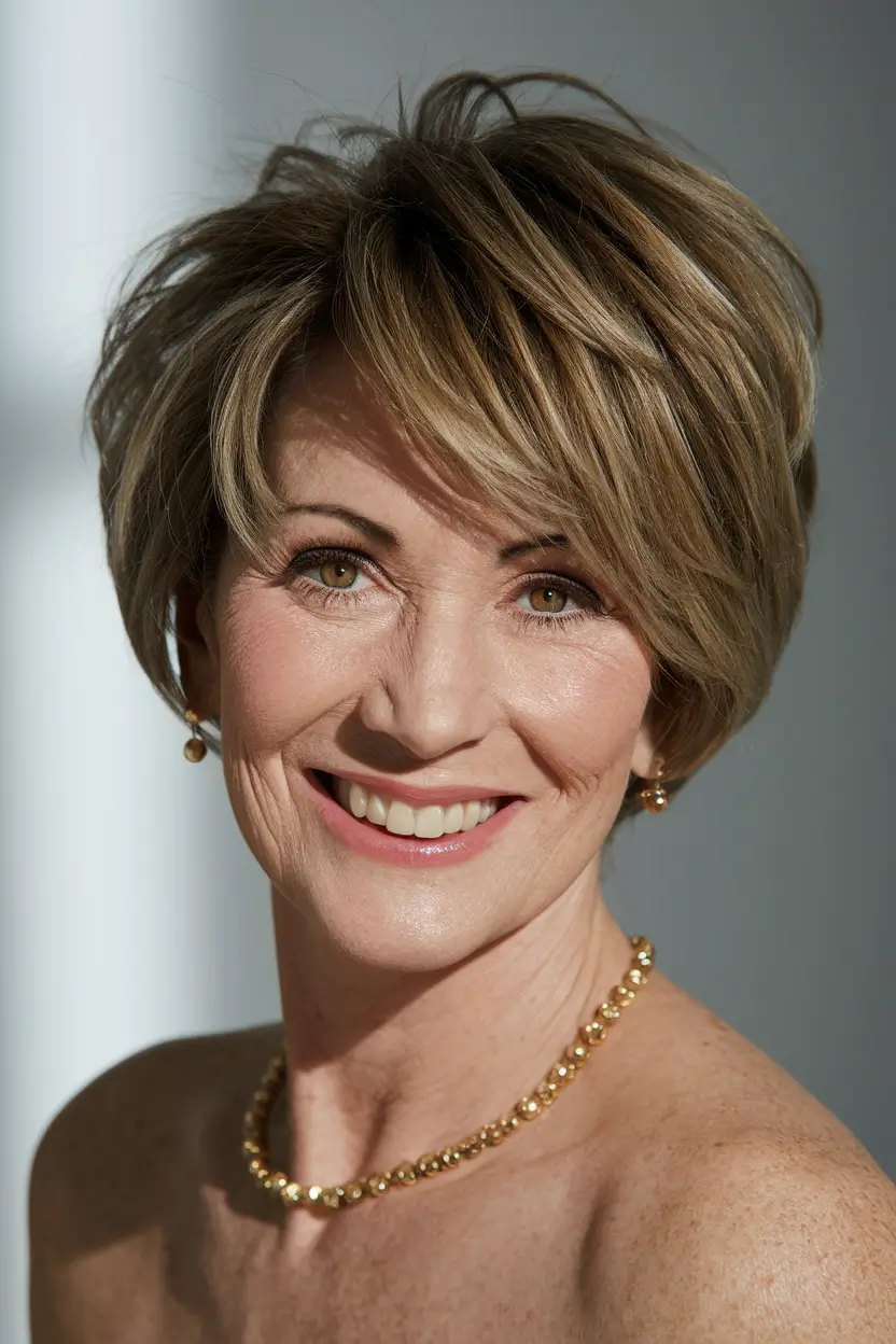 Fall hair color women over 60 Golden Beige Layers for a Polished Glow